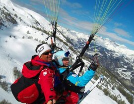 Baptême en Parapente à Ski à Pra Loup